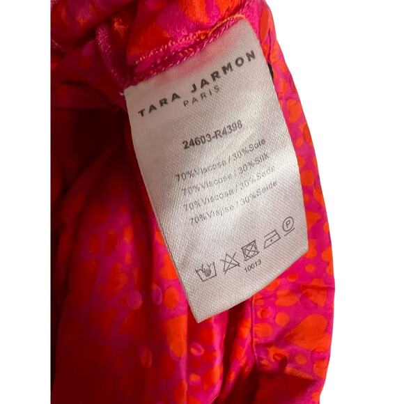 Tara Jarmon Rozenn Pink Heart Collared Shirt Short Sleeve Midi Dress Size 10 - Picture 13 of 16